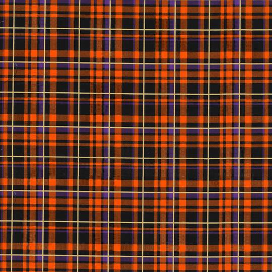 Find The Fabric Traditions Halloween Orange Plaid Glitter Home